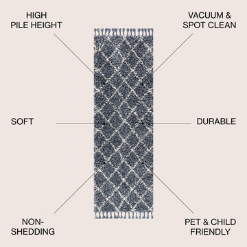 Gabrielle mercer Shag Plush Tassel Moroccan Geometric Trellis Area Rug